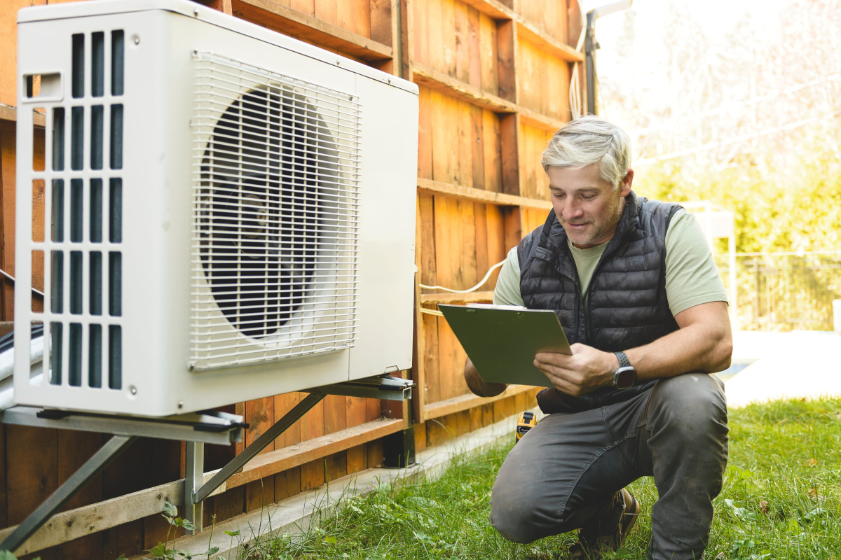 Technician working on AC.