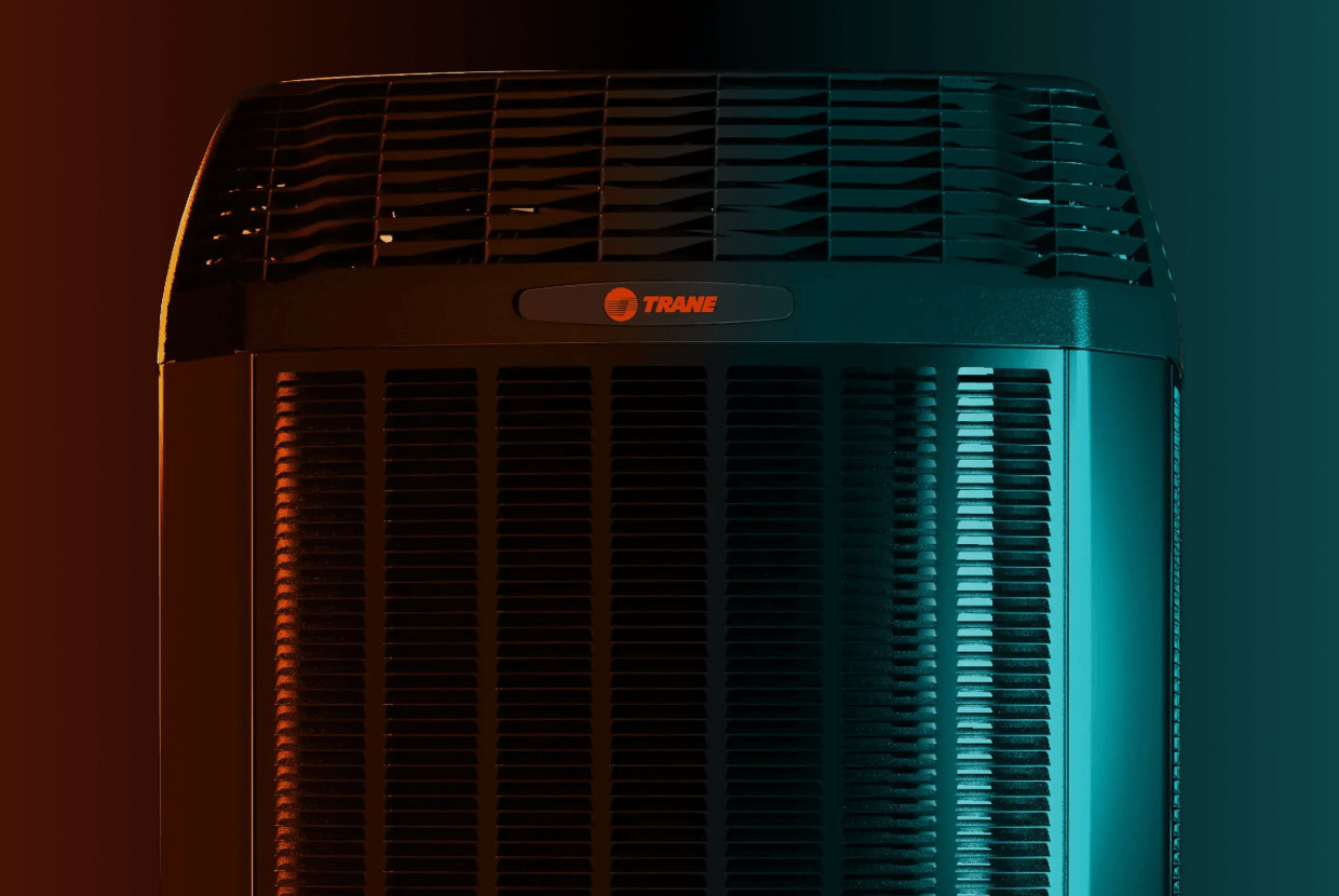 Close up of a Trane HVAC component